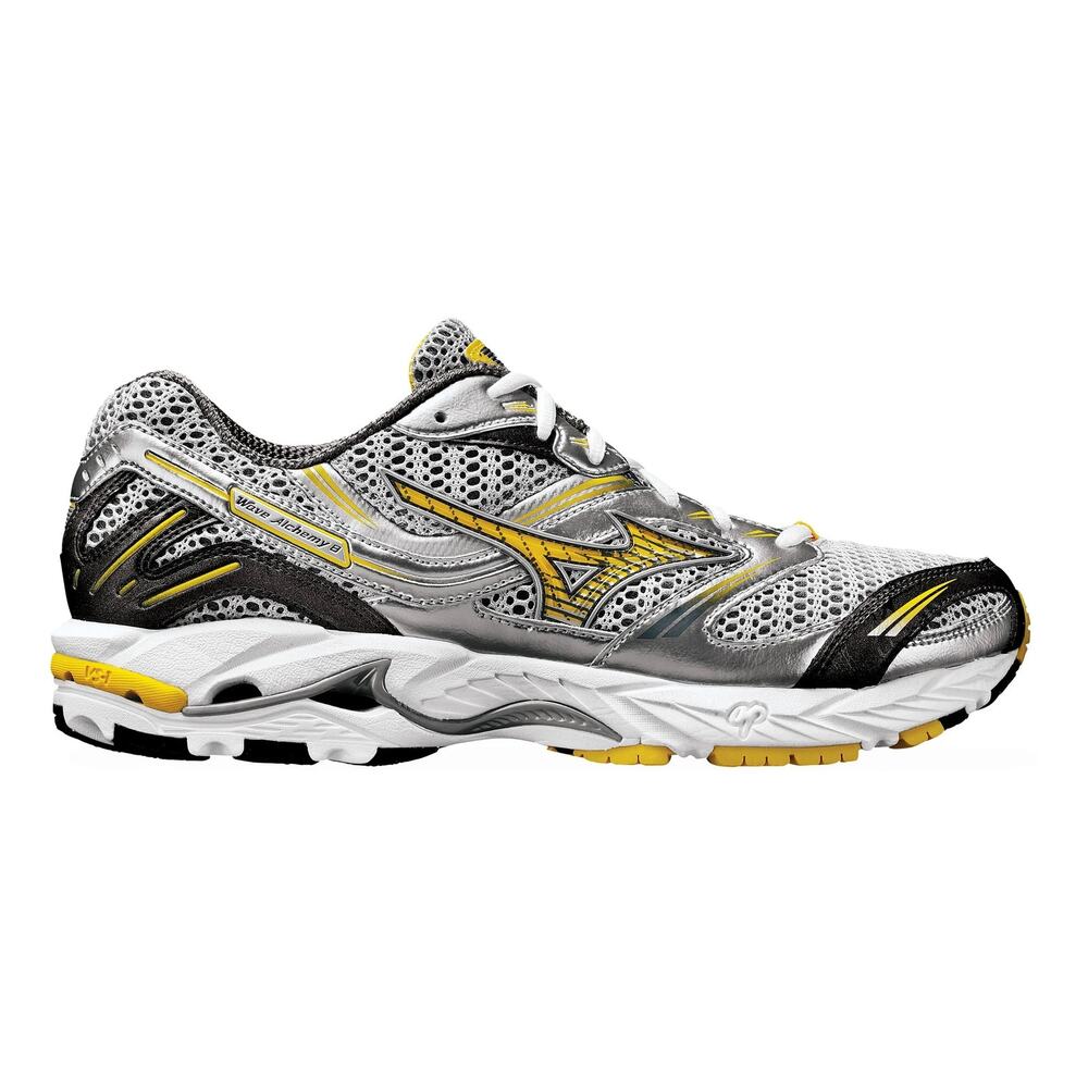 Mizuno Wave Alchemy 8 Road Running Shoes Lace Up Lightweight Silver Yellow 9.5